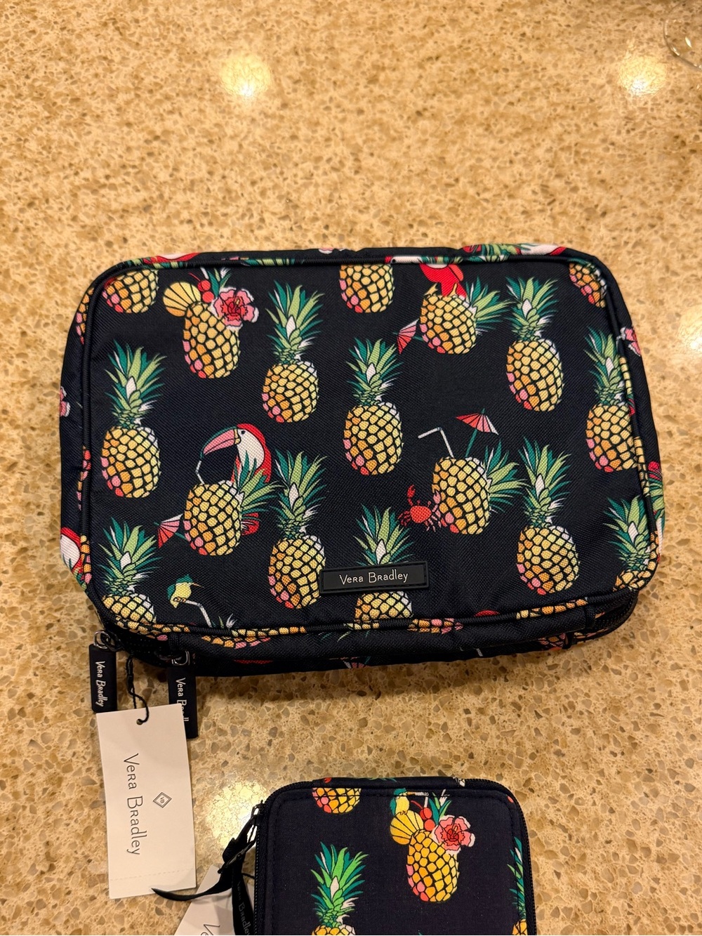 Vera Bradley Lighten Up Lay Flat Large Cosmetic Bag Toucan party